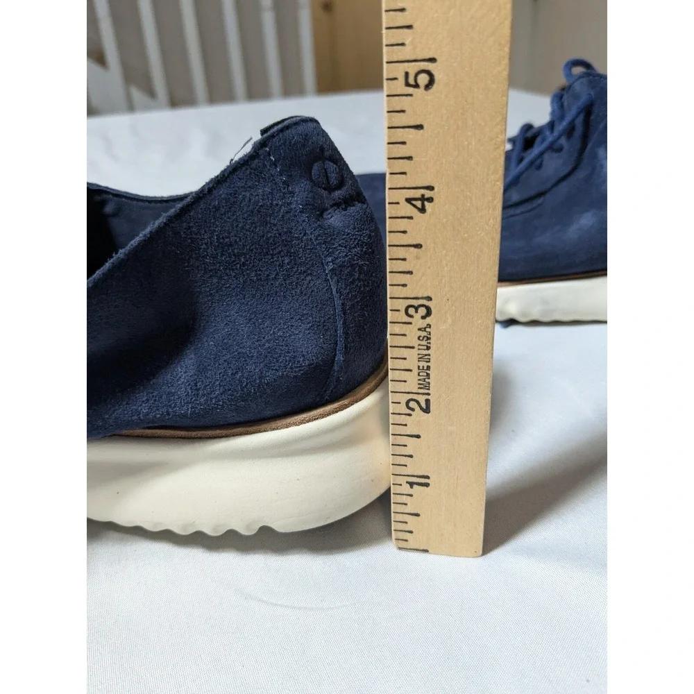 COLE HAAN 2.ZEROGRAND Men 10.5 M Plain Toe Oxford Marine Blue Suede Ivory C25237